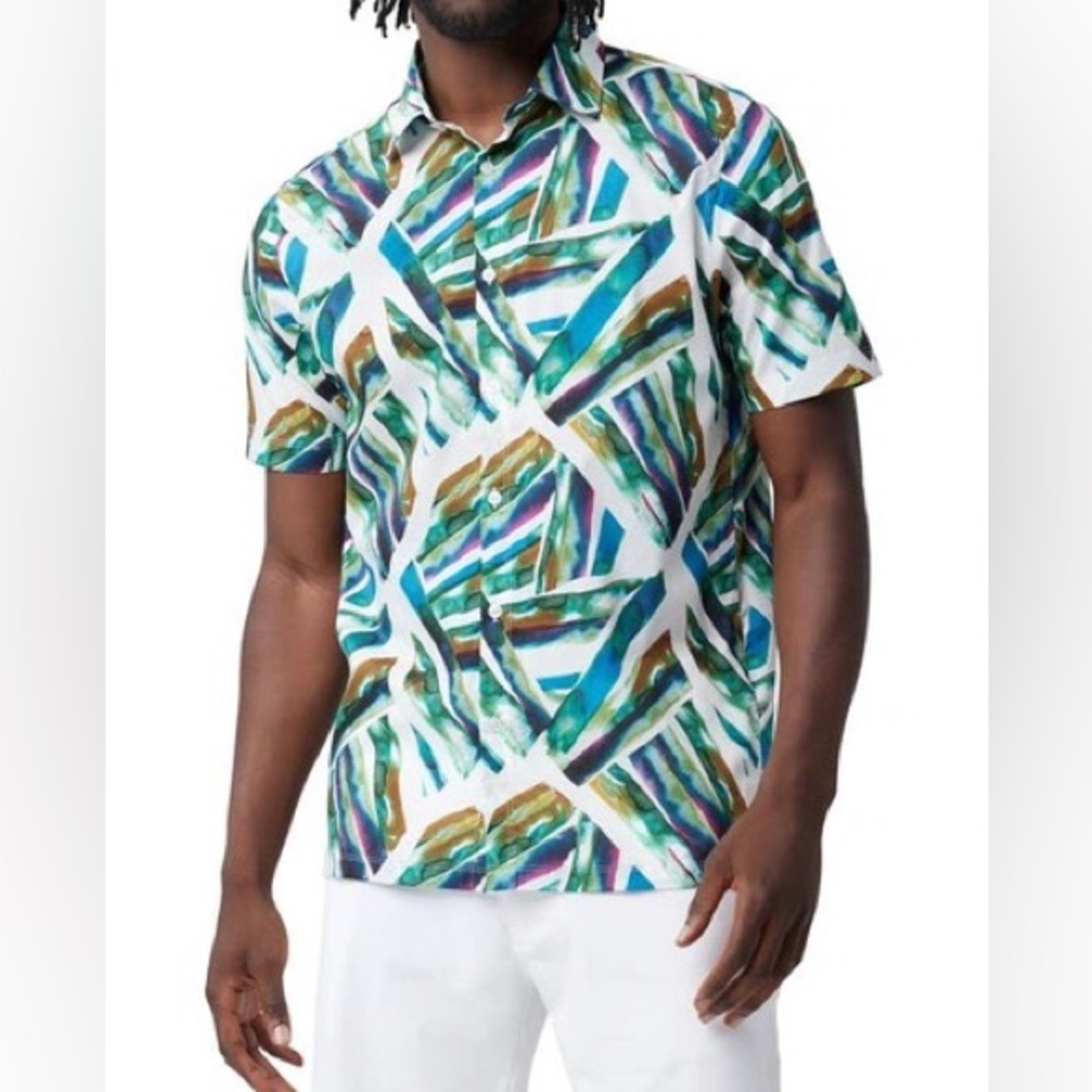 THE GOOD MAN BRAND BIG ON-POINT SHORT SLEEVE BUTTON-UP  COTTON SHIRT LARGE NWOT